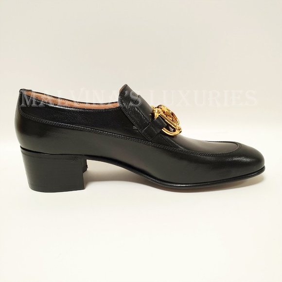 GUCCI SHOES EBAL BLACK LEATHER HORSEBIT CHAIN LOAFERS ICE LOLLY sz 39 9 US - Picture 14 of 16